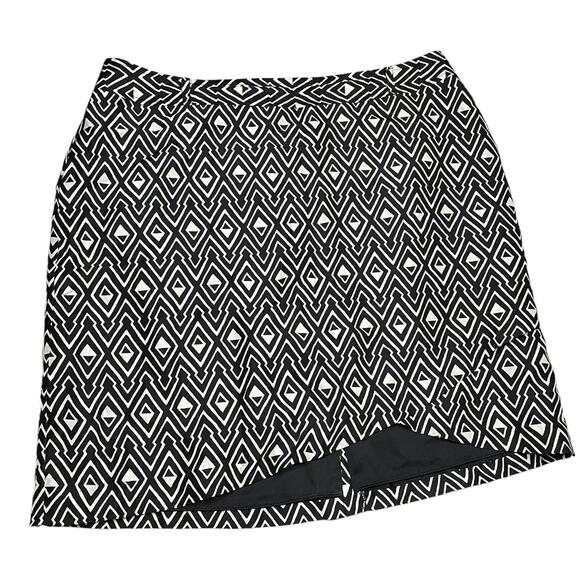 White House Black Market 100% silk geometric pattern skirt 14 - Picture 1 of 4